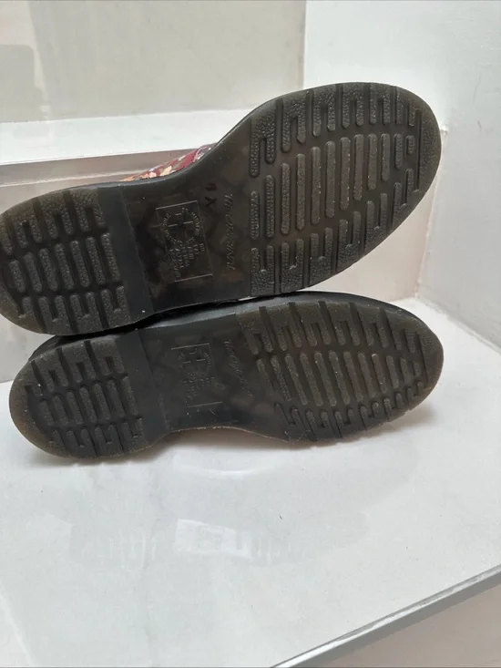 Dr Martens Floral Burgundy Mary Jane Shoes with Double Buckle womens sz 9 rare - Picture 9 of 16